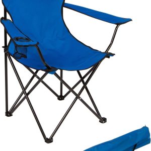 Trademark Innovations Folding Outdoor Beach Camp Chair, 18" L x 31" W x 32" H, Blue